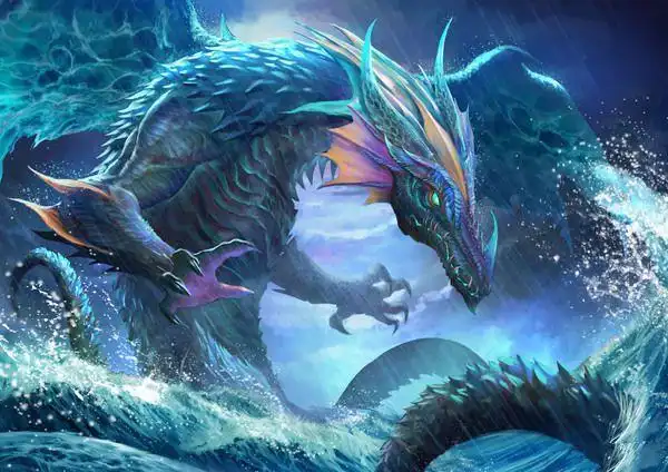 蓝龙象征风的力量,可以使用魔法,通晓人类语言.