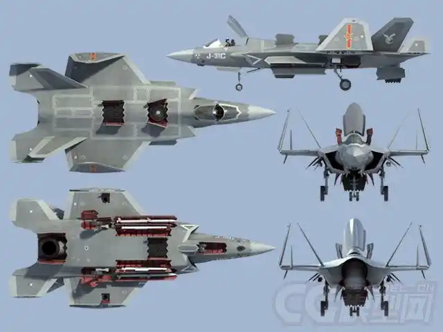 歼31c垂直起降战斗机模型及视频(活动结构动画绑定)