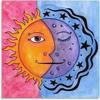 帆布画 墙壁艺术 太阳和月亮 油画印刷现代艺术品 客厅卧室浴室办公室