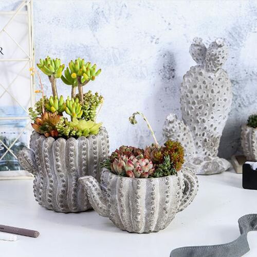 przy仙人掌形花盆模具硅胶创意工业风手工茶杯状花盆硅胶模具自制
