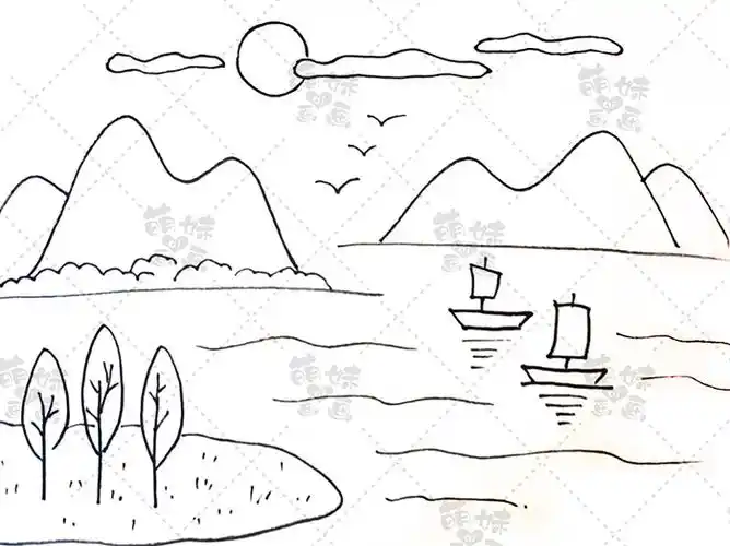 山水风景简笔画(山水风景简笔画涂色)