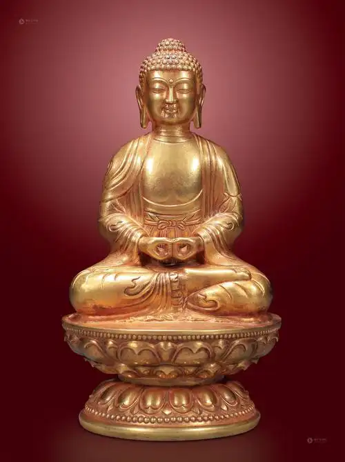 3111a 元 金质大日如来佛坐像