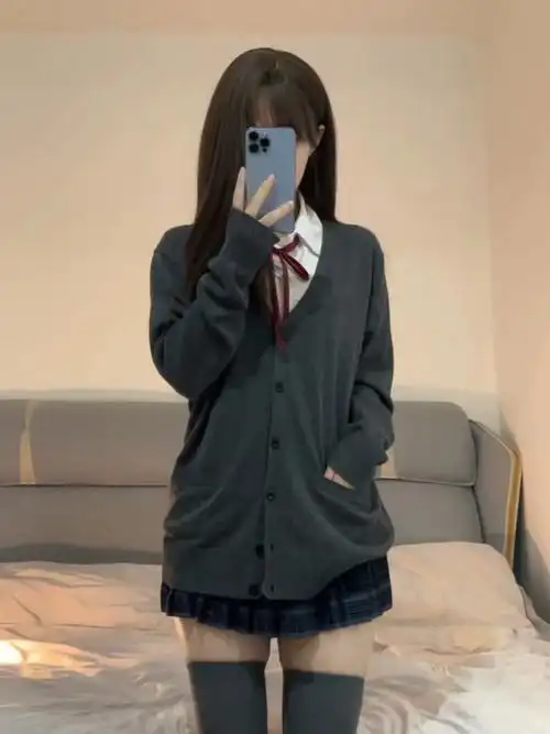 jk制服早秋日系学院风外搭宽松纯色毛衣针织开衫薄款长袖外套女