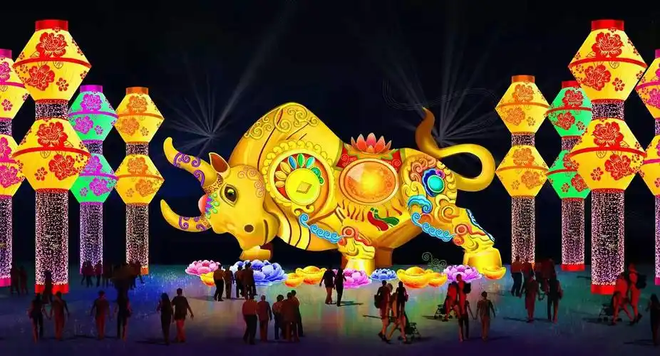 2021年新品花灯造型牛年造型花灯牛年春节花灯展览牛年造型花灯美陈