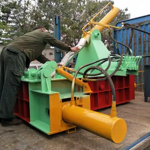 品创供应手动铝屑金属压块机铝刨花屑压饼机y81250mm翻包型铁销铁皮