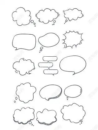 手绘简笔画卡通气泡对话框边框元素气泡框