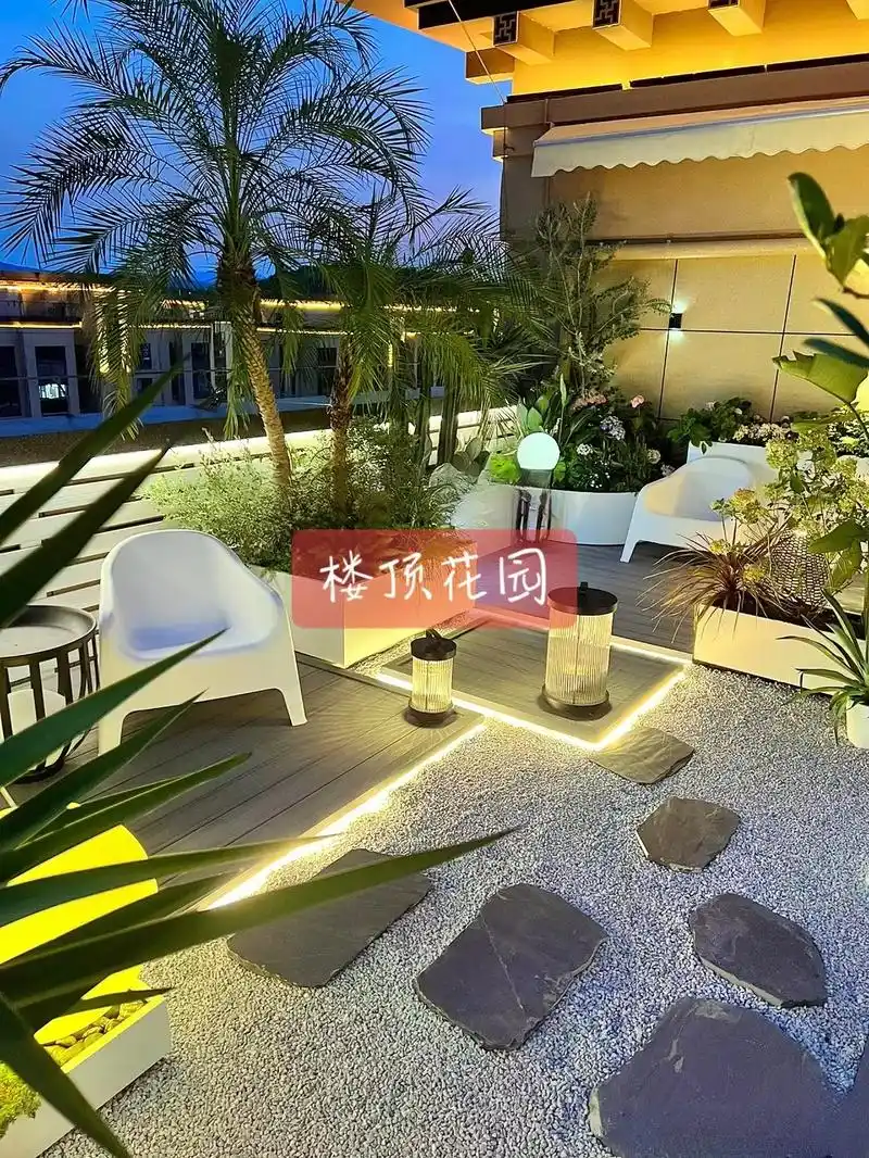 30平方楼顶花园精致漂亮#庭院设计 #花园施工 - 抖音