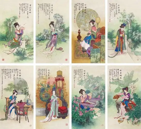 0389 金陵十二钗 镜心 绢本