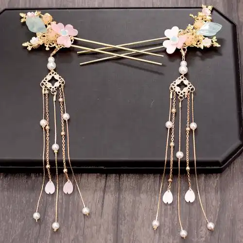 汉服头饰流苏步摇发簪古风超仙头冠发梳对簪全套古装仙气簪子发饰