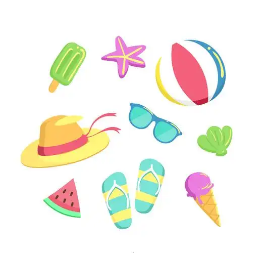 9款卡通夏季生活用品图标矢量素材