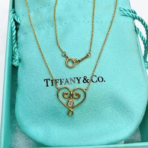 蒂芙尼心钻石项链k18黄金钻石008克拉26g日本现货99新