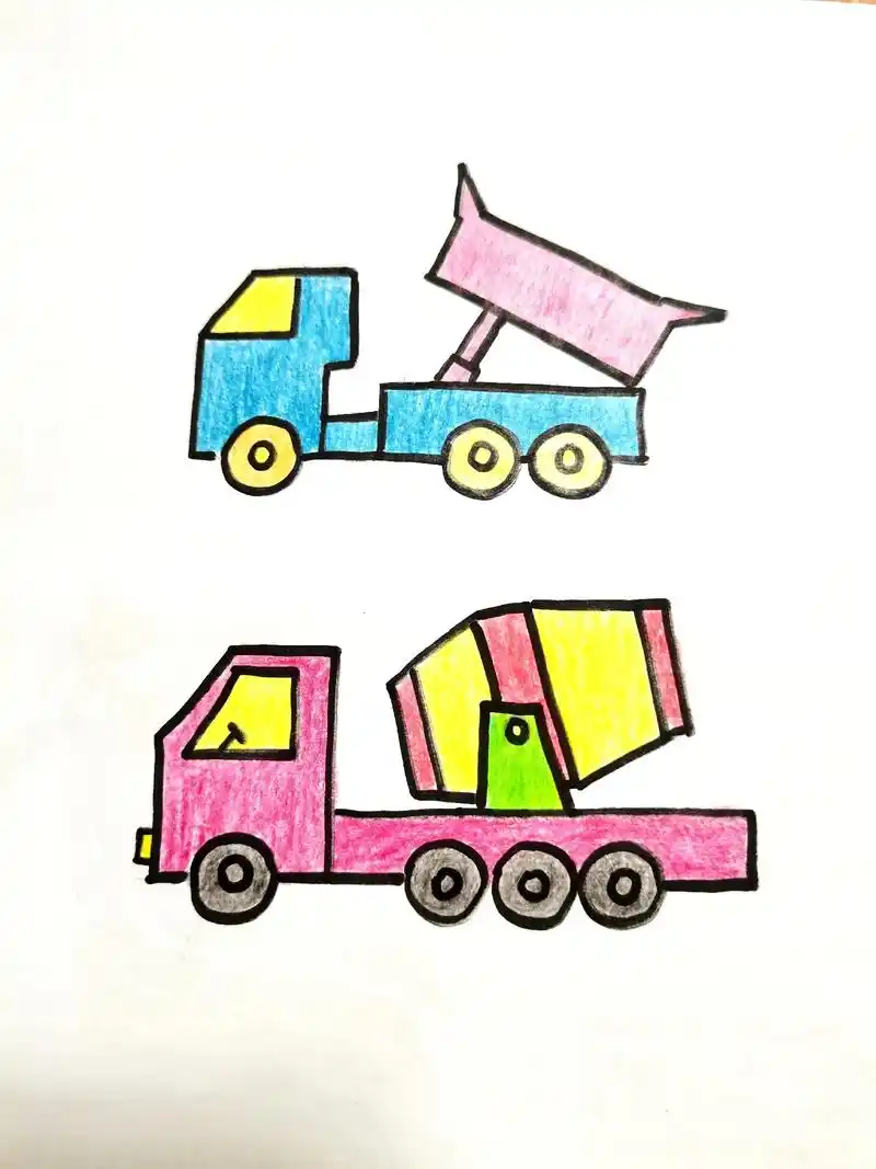 第29集 | 翻斗车 罐车搅拌混凝土车 简笔画幼儿园简笔画车 - 抖音