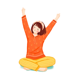 清新可爱早安伸懒腰的女孩插画设计