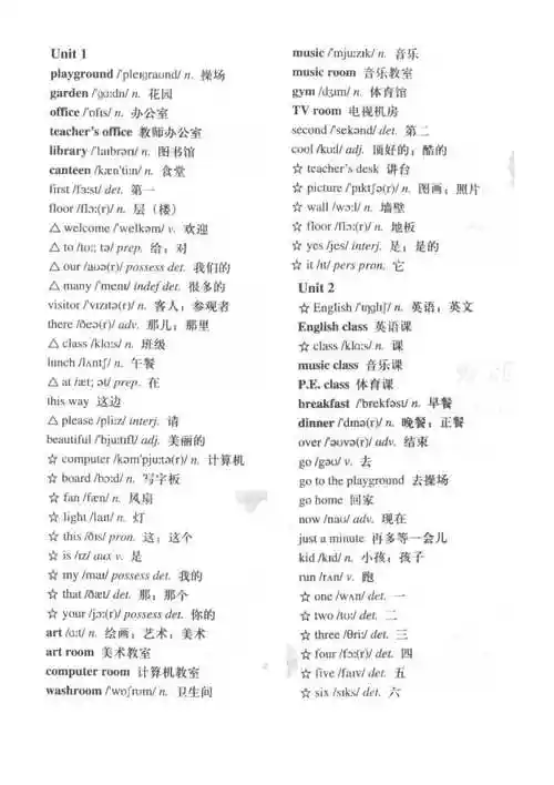 人教版四年级英语下册单词表