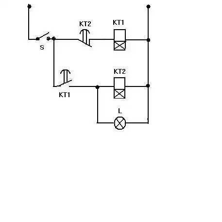 用时间继电器控制一个灯泡,灯泡亮x秒,灭y秒,自动循环,求电路图 文字