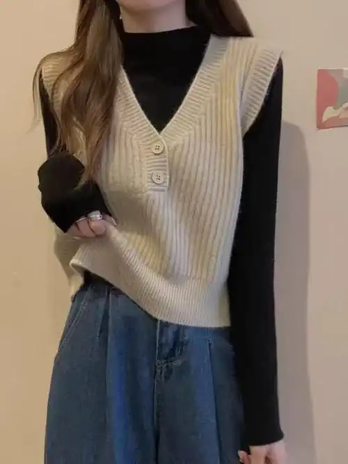 马甲女春装2024年新款女士毛衣针织背心小坎肩洋气短款上衣 - 17网