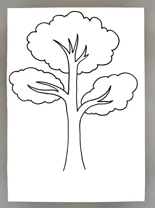 确定树干位置 在纸张上轻轻画出几条垂直的直线