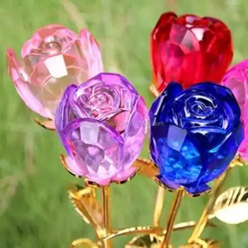 浦江姬香批发彩色水晶玫瑰 婚庆礼品情人节七夕送女友diy水晶玫瑰