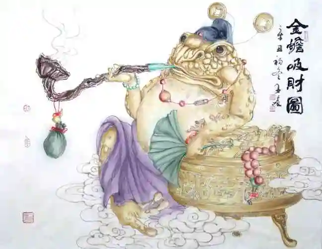 柳子峻金蟾吸财图