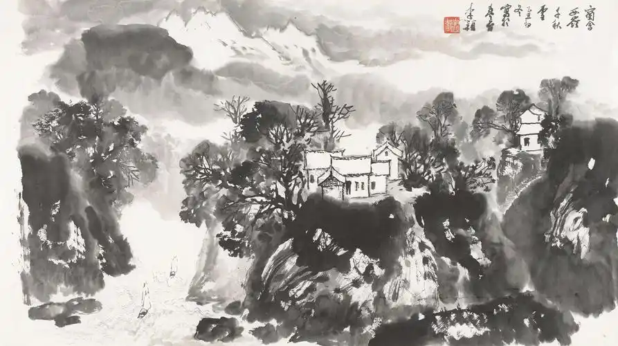 00661985年作窗含西岭千秋雪镜心水墨纸本