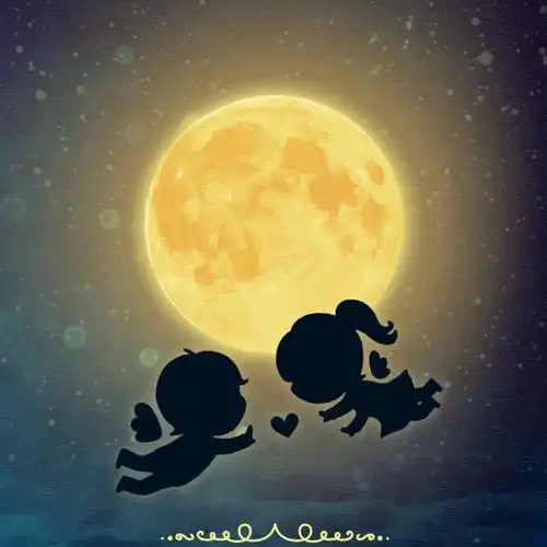 天使约会月亮下_微信情侣头像图片_扣扣居