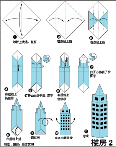 大厦折纸图解与方法教程