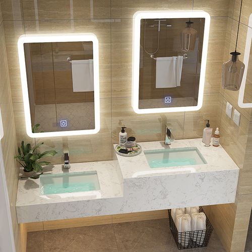 简约防水浴室柜组合双盆ciaa大理石洗手台面盆池定制公共卫生间洗漱台