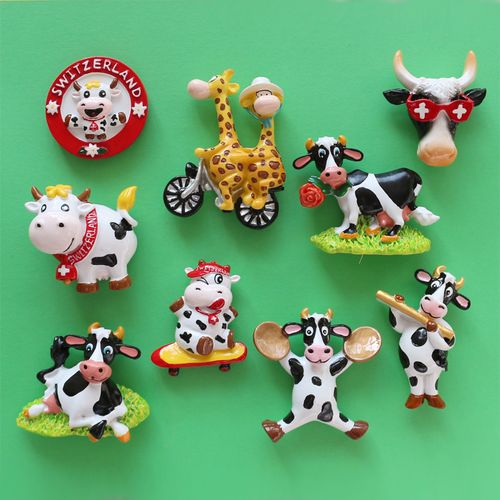 大王小王|可爱搞怪奶牛创意冰箱磁贴喜庆长颈鹿3d创意卡通冰箱贴