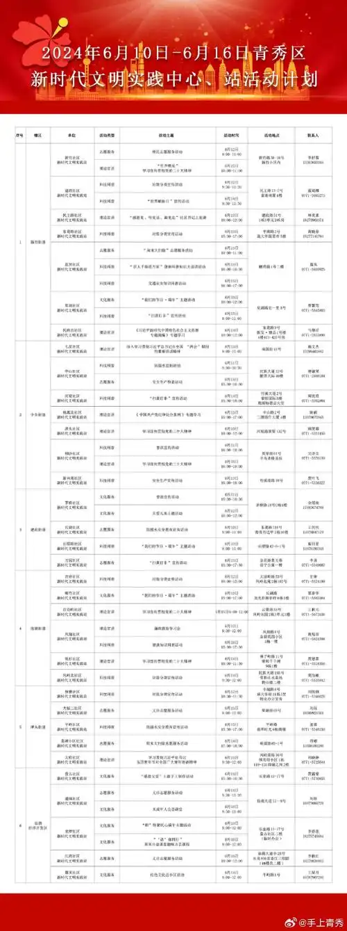 【6月10日-6月16日青秀区新时代文明实践活动安排表来啦!