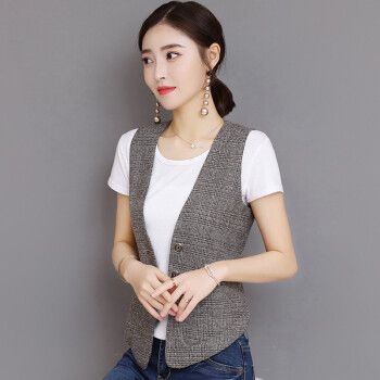 格子马甲女短款2022年夏季夏秋新款小外套显瘦无袖马夹背心小马甲女