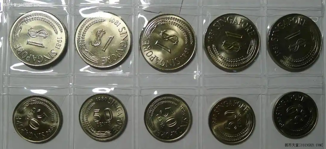 钱币天堂·交易区详情·早期新加坡1元50分硬币各10枚