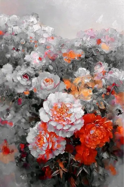 晏子油画:灿如星河的牡丹