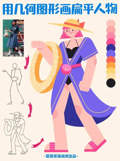 商业插画教程73教你用几何图形画扁平人物