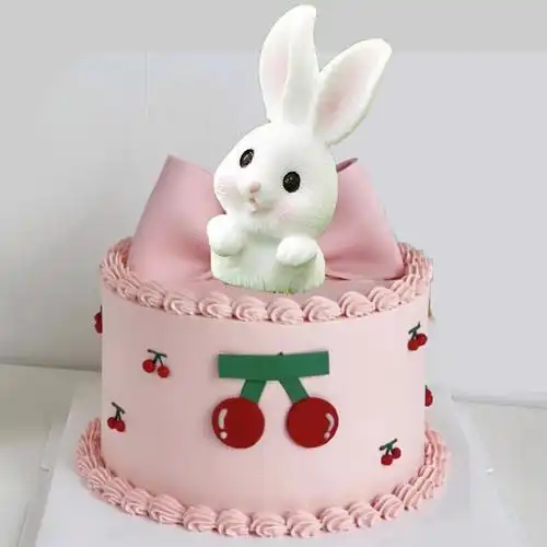 卡通小白兔生日蛋糕装饰品胡萝卜南瓜房子盆景景观烘焙摆件