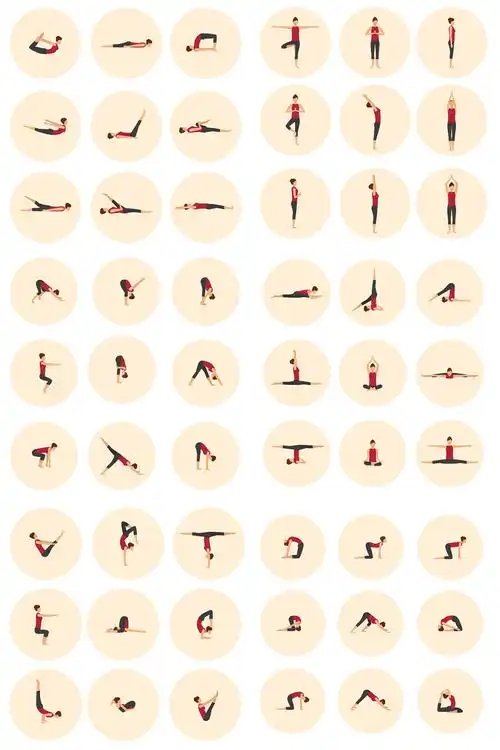 阿斯汤加瑜伽挂图瑜伽动作姿势图墙贴体式贴纸健康挂画关键方法运