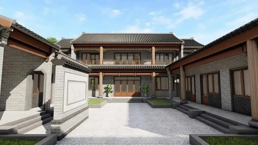 四合院别墅设计装修效果图附带案例图纸