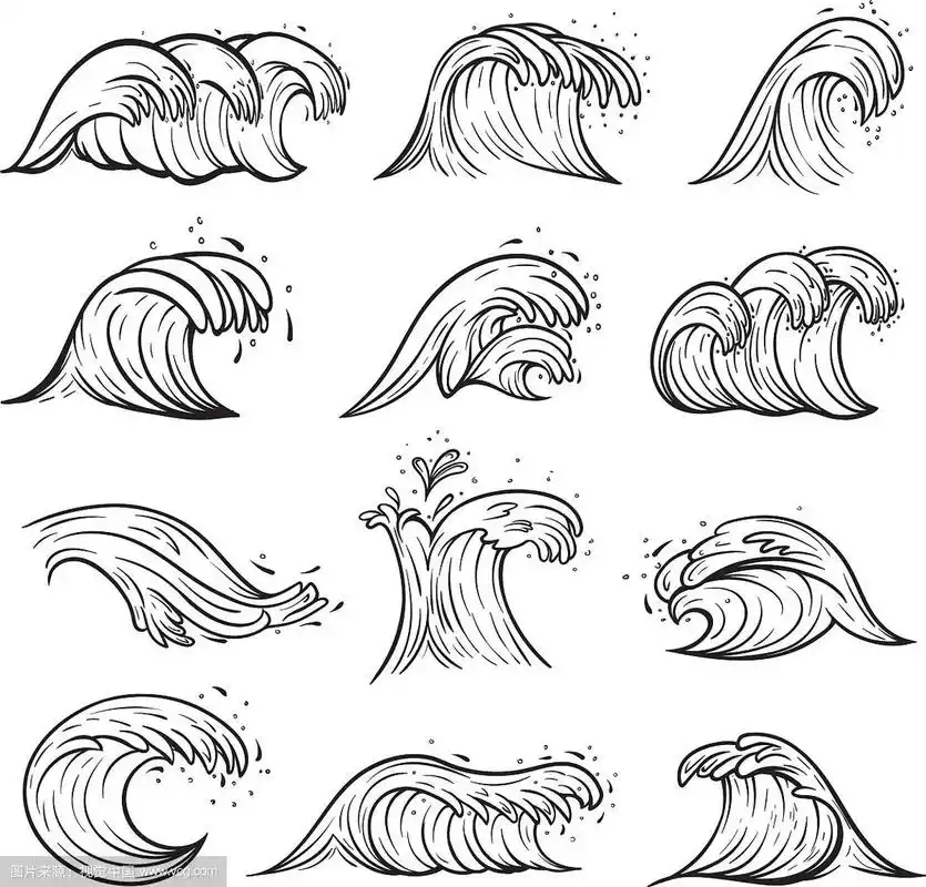 海浪素描确定天气海洋风暴