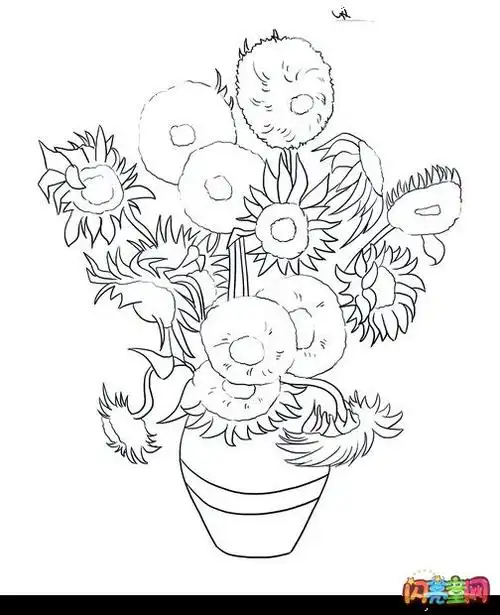 梵高向日葵简笔画