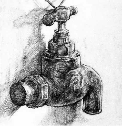 素描静物水龙头单体塑造,各角度的水龙头绘画图集
