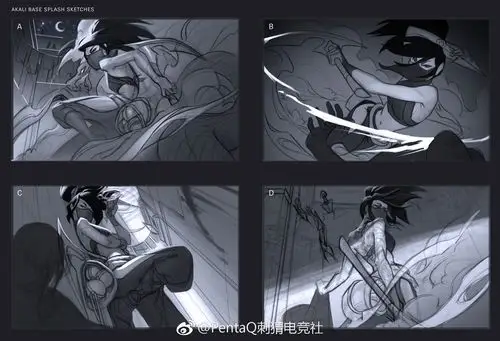 以及新阿卡丽背后的纹身的几种设计方案.