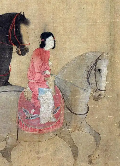 唐·张萱《虢国夫人游春图》:明眸皓齿谁复见,只有丹青余泪痕