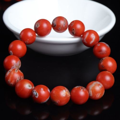 天然保山南红玛瑙手链佛珠独特铁皮皮包文玩手链