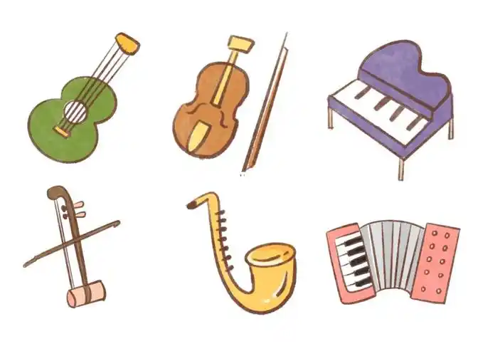 简笔画手账素材常见乐器