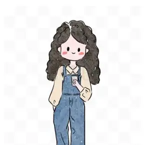 可爱少女牛仔背带裤卷发简约水彩简约