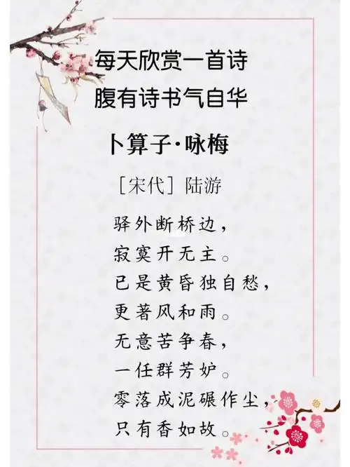 每日诗词041陆游卜算子咏梅