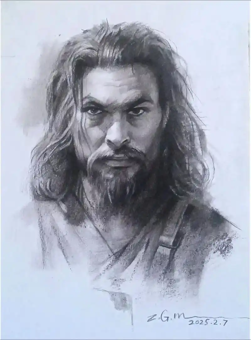 创作者大会 #素描头像 战士.《黎明》,帕瓦罗蒂演唱