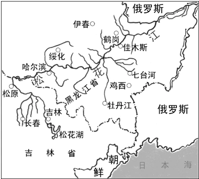 湖南)根据材料回答问题.材料左:松花江流经地区示意图.