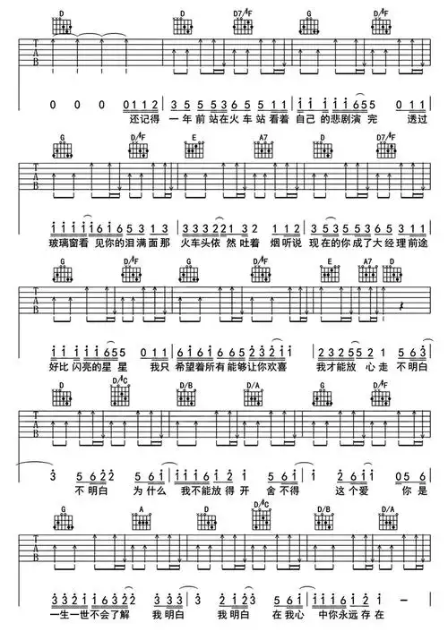 小镇姑娘吉他谱歌谱-苍强曲谱