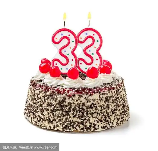 生日蛋糕和燃烧的蜡烛33号