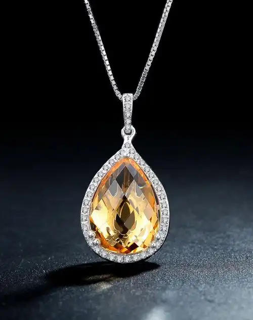 9k金黄水晶吊坠